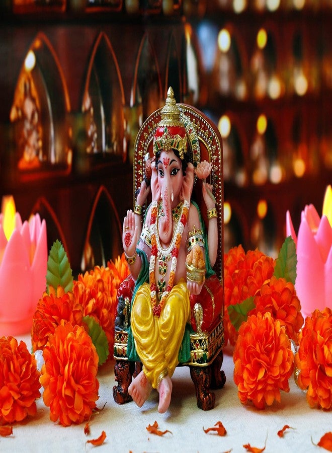 BangBangDa Hindu God Lord Ganesha Statue - 5.1" H Ganesh Idol Figurine Diwali Gifts Birthday Father’s Day for Indian Family Friends People Home Temple Mandir Altar Pooja Item - Image 5